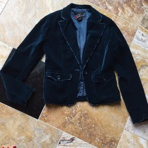 BKE outerwear deep emerald/evergreen velvet /distressed edge